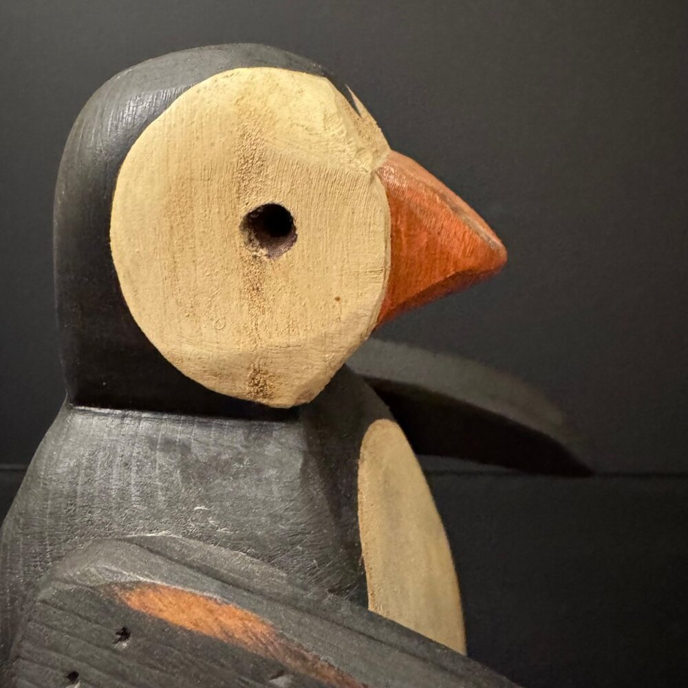Hand-Carved Wooden Penguin Figurine Signed USKO Rustic Folk Art Wood - Picture 4 of 12